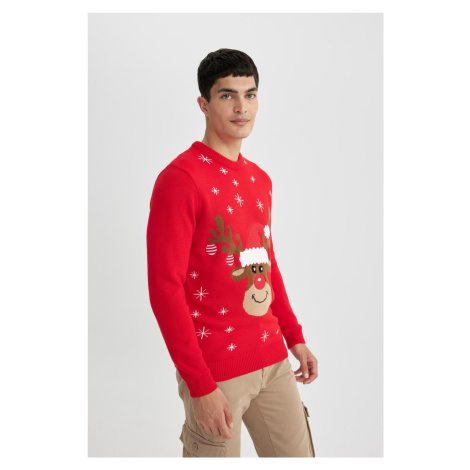 DEFACTO Standard Fit New Year Themed Crew Neck Knitwear Sweater