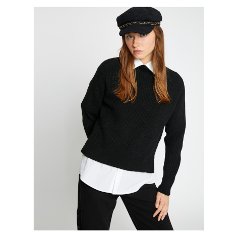 Koton Pletený sveter s vysokým golierom dlhý rukáv