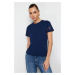 Trendyol Navy Blue Brode Detail Regular/Basic Fit Knitted T-Shirt