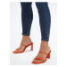 Oranžové dámske kožené pantofle na podpätku Calvin Klein Heel Mule