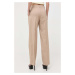 Nohavice s prímesou vlny Luisa Spagnoli dámske, béžová farba, rovné, vysoký pás