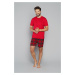 Men's pyjamas Narwik, short sleeves, short legs - red/print