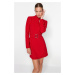 Trendyol Red Belted A-line gombíky detailne tkané šaty