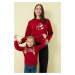Trendyol Red Panda Printed Crew Neck Girls Kids Knitted Family Combine Sweatshirt