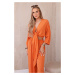 Women's Viscose Top with Tie Down + Trousers - Orange