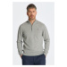 SVETER GANT SUPERFINE LAMBSWOOL HALF ZIP GREY MELANGE