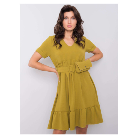 Light khaki dress with ruffle by Vianna