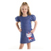 Denokids Kedicorn Girl's Woven Polka Dot Navy Blue Summer Dress