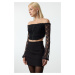 Trendyol Black Lace Knitted Blouse with Hooks