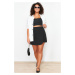 Trendyol Curve Black Pocket Detailed Woven Short Skirt