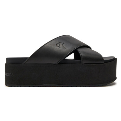 Calvin Klein Jeans Šľapky Flatform Cross Mg Uc YW0YW01349 Čierna