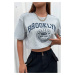MODAGEN Women's Oversize Crop T-shirt, Brooklyn Gray Print