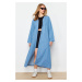 Trendyol Light Blue Plain Wrap Rigid Maxi Denim Modest Dress