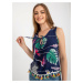 Dark blue summer blouse with print