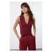 Trendyol Burgundy Buttoned Woven Vest