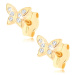 Zlaté náušnice 375 - ligotavý motýlik zdobený drobnými čírymi zirkónmi