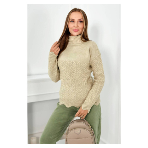 Sweater with decorative ruffle in beige color