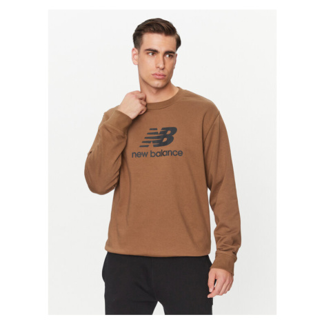 New Balance Mikina Essentials Stacked Logo French Terry Crewneck MT31538 Hnedá Regular Fit