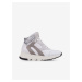White Women's Ankle Leather Sneakers with Suede Details Geox Fale - Women