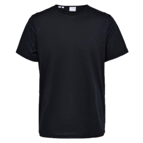 Selected  T-Shirt Bet Linen - Black  Tričká a polokošele Čierna