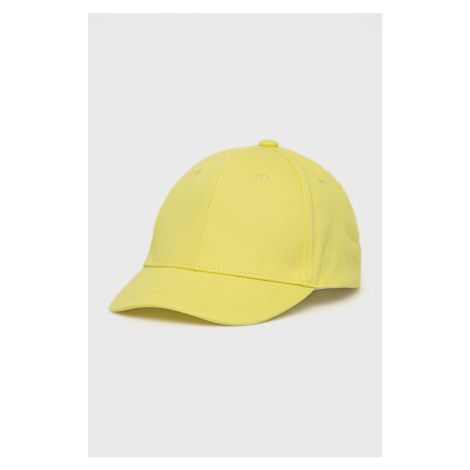 Detská bavlnená čiapka Name it žltá farba, jednofarebná