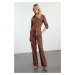 Trendyol Brown Belted Pocket Detailed Long Jumpsuit