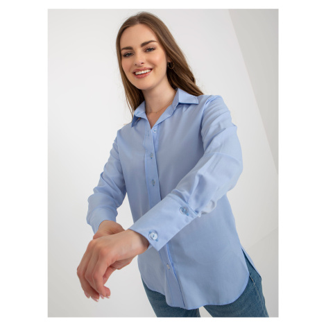 Light blue asymmetrical classic shirt