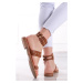 Hnedé nízke vybíjané sandále Margaux