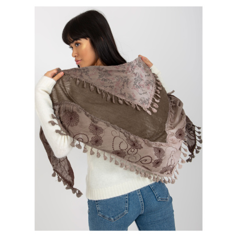 Brown and beige scarf with decorative finish