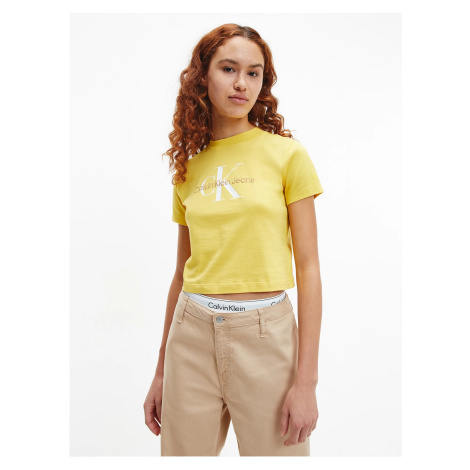Žlté dámske tričko s potlačou Calvin Klein