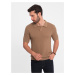 Ombre Men's structured knit polo shirt - light brown