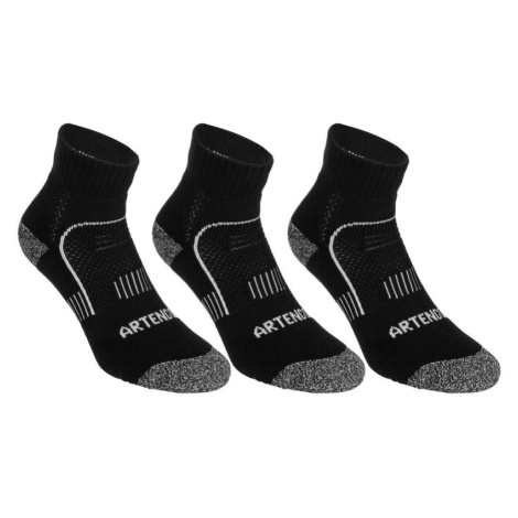 Športové ponožky RS500 stredne vysoké čierno-biele 3 páry ARTENGO