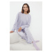 Trendyol Lilac Cotton Floral Knitted Pajama Set