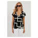 Cool & Sexy Women's Black V-Neck Patterned Blouse