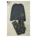 Trendyol Anthracite Men's Regular Fit Printed Knitted 100% Cotton Pajama Set