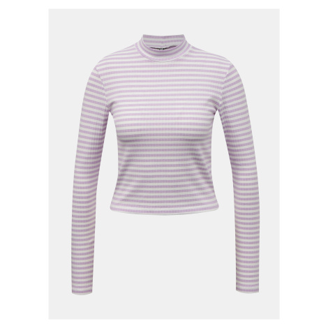 White-purple striped short T-shirt Pieces Raya - Women's