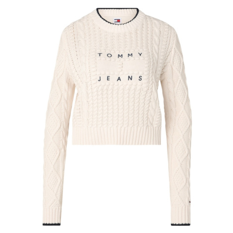 Tommy Jeans Sveter  námornícka modrá / biela ako vlna