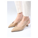 Mio Gusto Nancy Beige Color Open Back Short Heeled Shoes