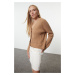 Trendyol Camel V Neck Pocket Knitwear Cardigan