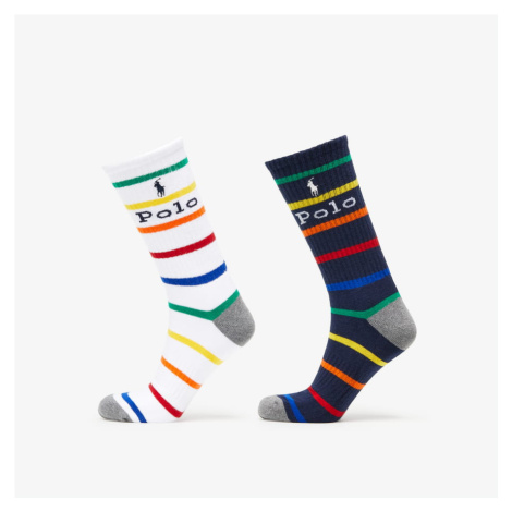 Polo Ralph Lauren Stripes Crew Sock 2 Pairs biele / navy