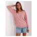 Light pink classic sweater with a round neckline