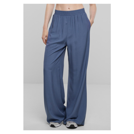 Women's viscose trousers with wide legs - blue Urban Classics