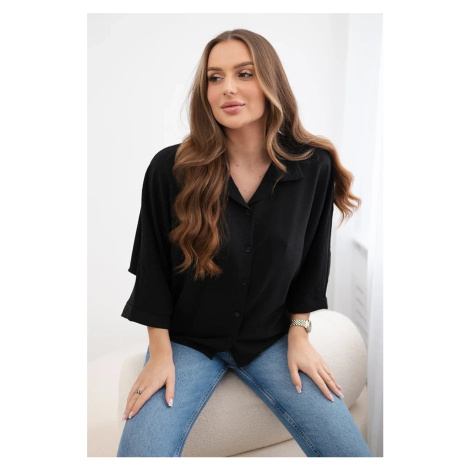 Oversized blouse with button fasteners black