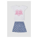 DEFACTO Girl's Printed Short Sleeve Pajama Set with Shorts