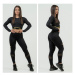 NEBBIA - Crop top s dlhým rukávom na cvičenie 839 (black-gold) - NEBBIA