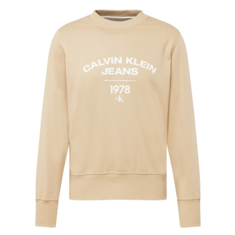 Calvin Klein Jeans Mikina  farba ťavej srsti / biela