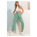 Trend Alaçatı Stili Women's Mint Trousers With Elastic Two Threads