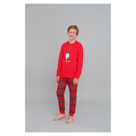 Boys' pyjamas Narwik, long sleeves, long legs - red/print Italian Fashion