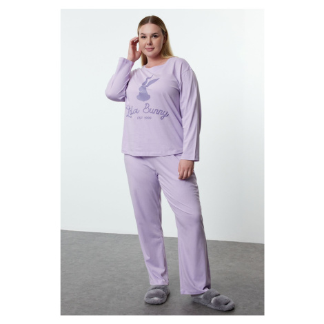 Trendyol Curve Lila Lola Bunny Licensed Knitted Pajama Set