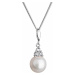 Evolution Group Strieborný náhrdelník s pravou riečnou perlou a zirkónmi (retiazka, prívesok)